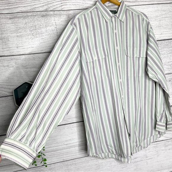 Ralph Lauren Polo Country Green Purple Stripe Button Down Shirt Men’s Size Large - Picture 2 of 9